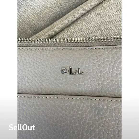 Lauren Ralph Lauren Gray Pebbled Leather Crossbody Bag Adjustable Strap Standard - Picture 4 of 5